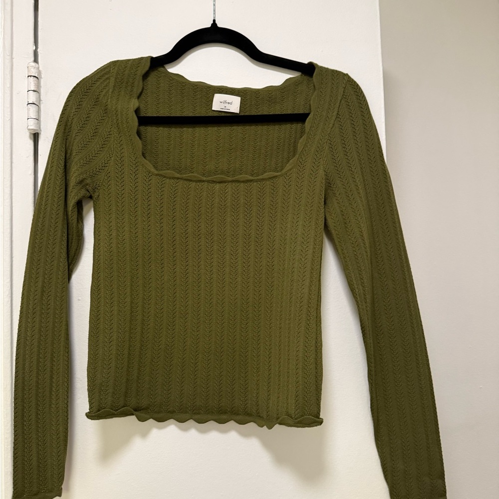 Wilfred Sage Green Ribbed Long Sleeve Top